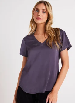 Bella Dahl V-Neck Tee - Galaxy Smoke- T-Shirts