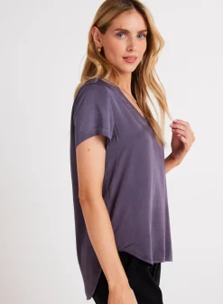 Bella Dahl V-Neck Tee - Galaxy Smoke- Essentials Tops