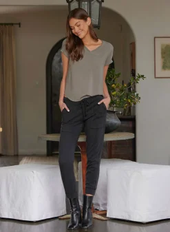 Bella Dahl V-Neck Tee - Soft Army- Essentials Tops