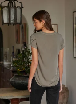 Bella Dahl V-Neck Tee - Soft Army- T-Shirts