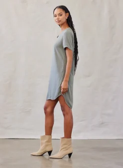 Bella Dahl V-Neck Tee Dress - Soft Army- Short Dresses