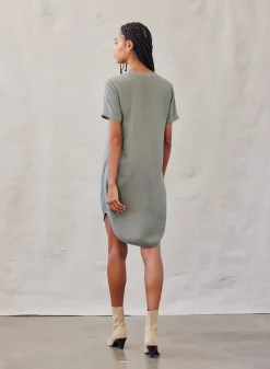 Bella Dahl V-Neck Tee Dress - Soft Army- Short Dresses
