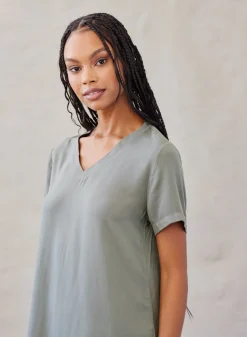 Bella Dahl V-Neck Tee Dress - Soft Army- Short Dresses