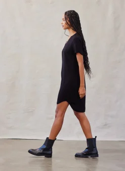 Bella Dahl V-Neck  Tee Dress - Vintage Black- Short Dresses