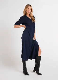 Bella Dahl Western Yoke Duster Dress - Endless Sea- Essentials Dresses