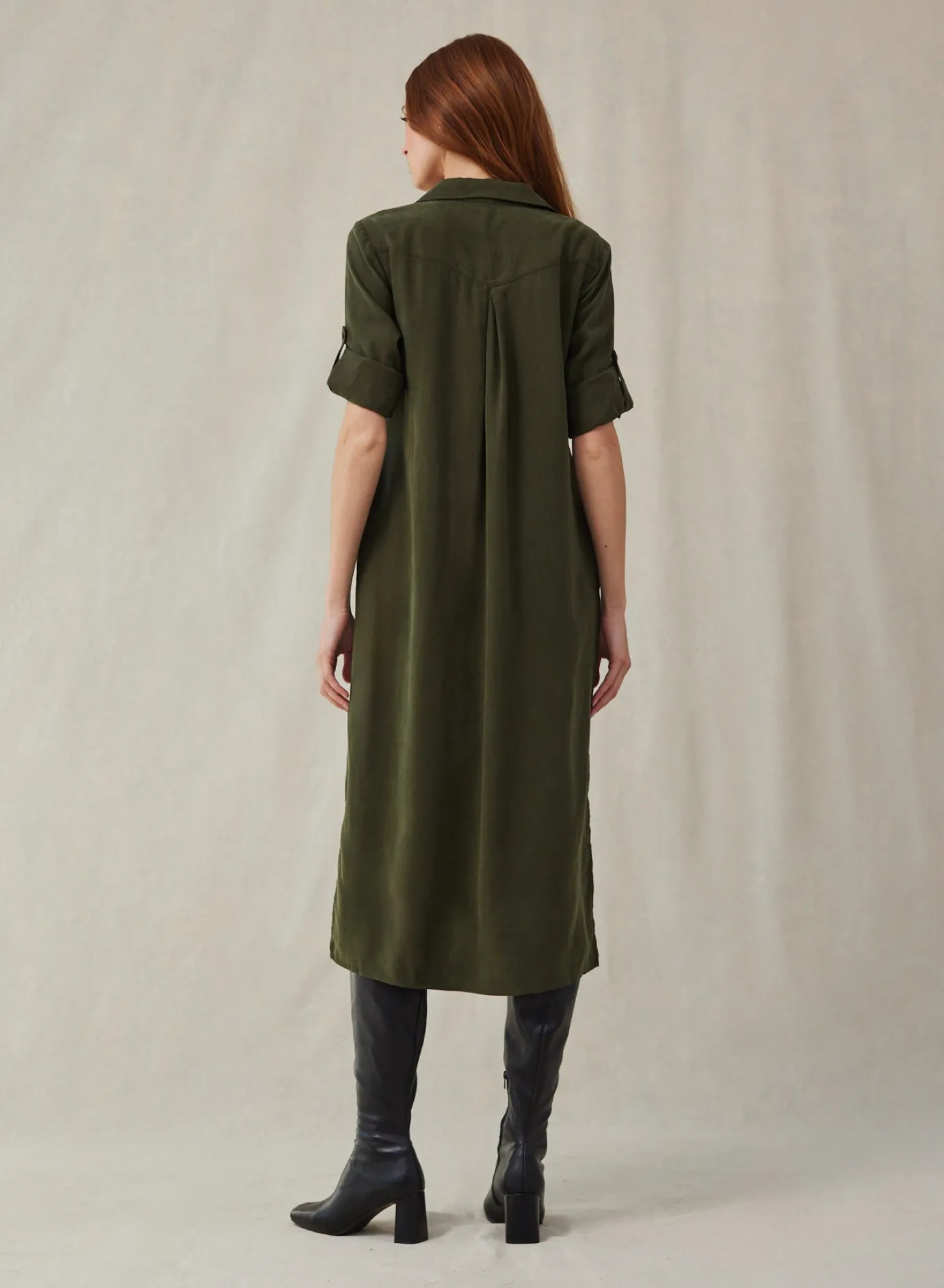 Bella Dahl Western Yoke Duster Dress - Italian Herb- Long Dresses