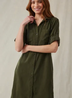 Bella Dahl Western Yoke Duster Dress - Italian Herb- Long Dresses
