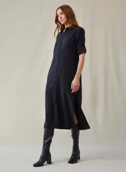 Bella Dahl Western Yoke Duster Dress - Vintage Black- Essentials Dresses