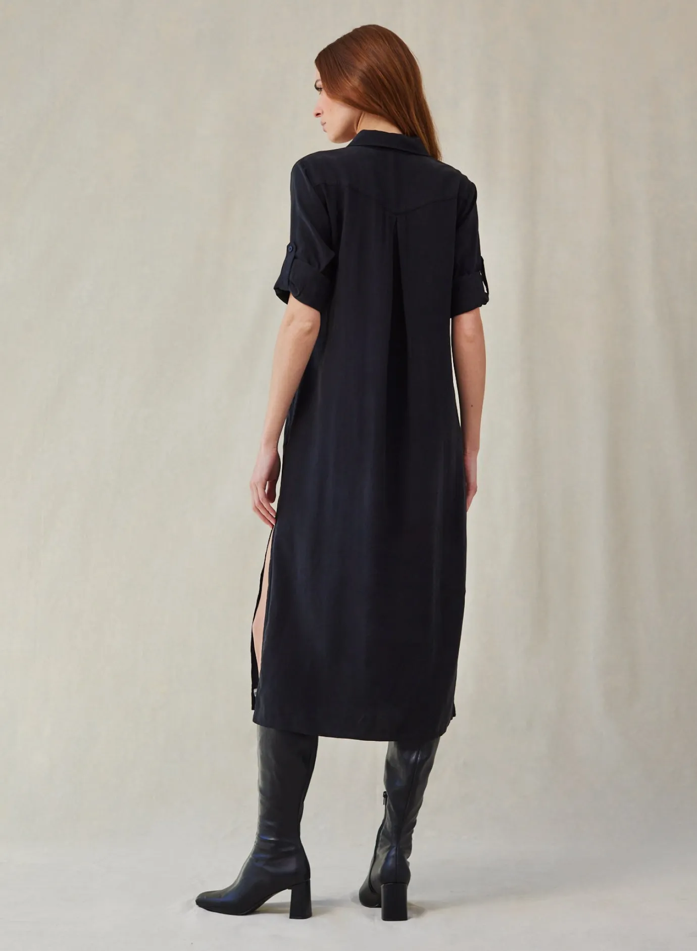Bella Dahl Western Yoke Duster Dress - Vintage Black- Long Dresses