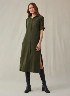Bella Dahl Western Yoke Duster Dress - Italian Herb- Essentials Dresses