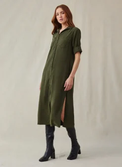 Bella Dahl Western Yoke Duster Dress - Italian Herb- Essentials Dresses
