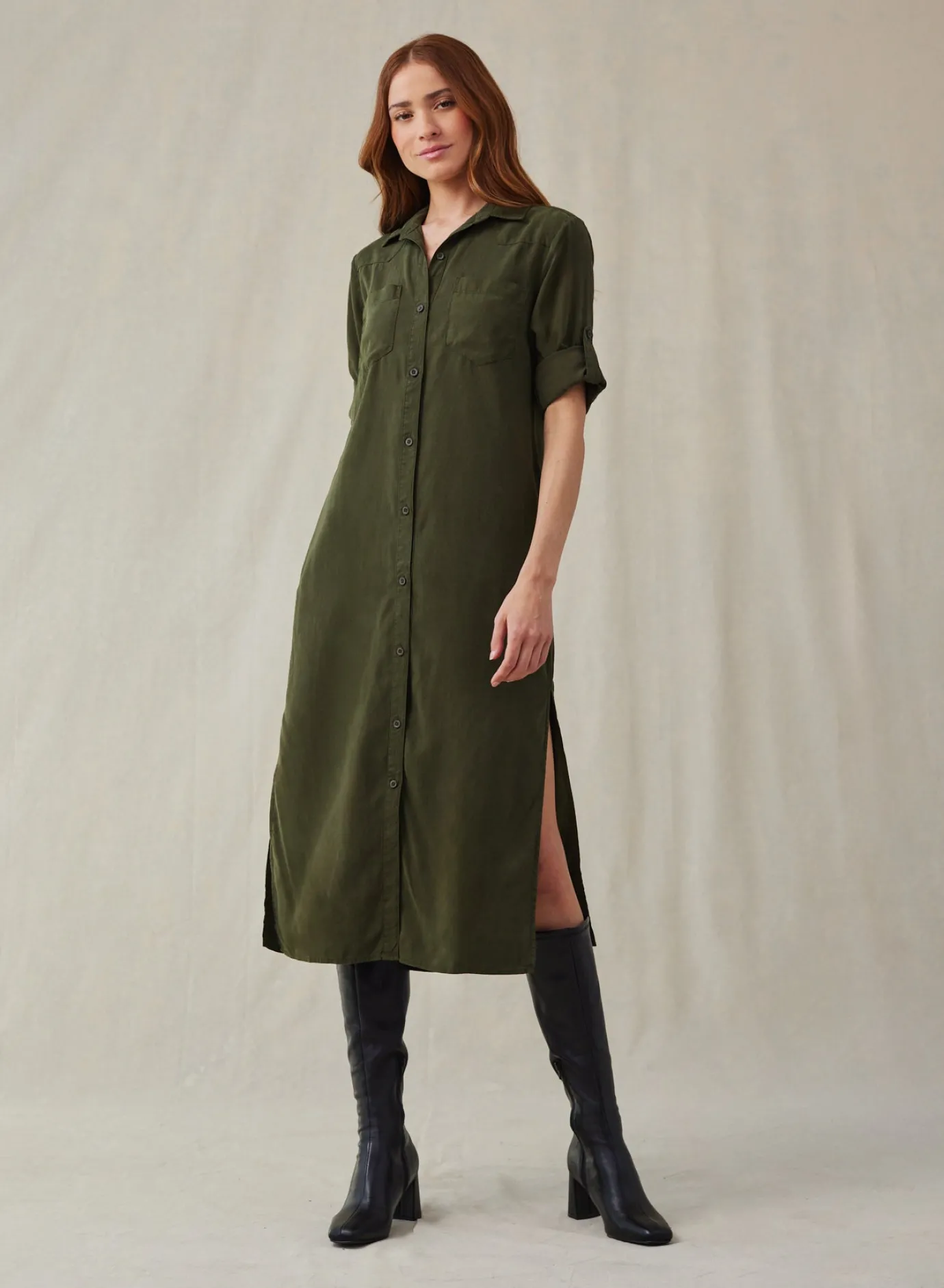 Bella Dahl Western Yoke Duster Dress - Italian Herb- Seasonal Essentials