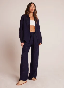Bella Dahl Wide Leg Pocket Beach Pant - Tropic Navy- Pants