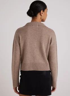 Bella Dahl Wool and Cashmere Blend Collared Sweater  - Heather Fawn- Sweaters